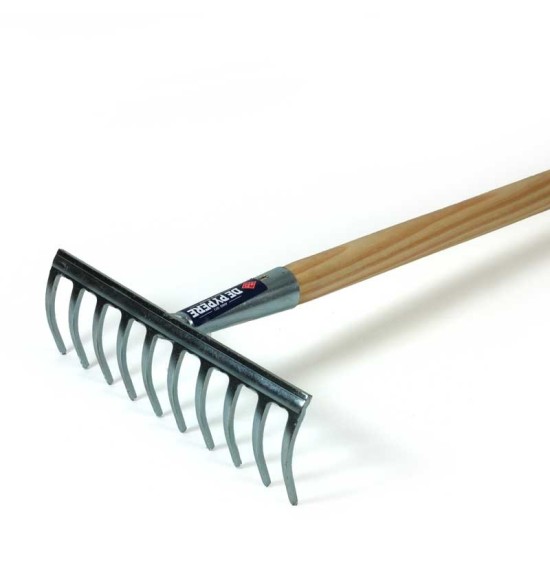 Râteau acier zingué 10 dents avec manche