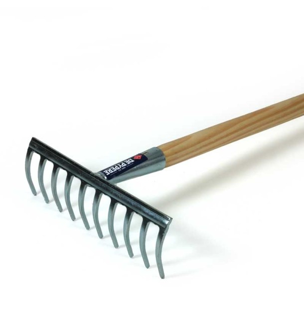 Râteau acier zingué 10 dents avec manche