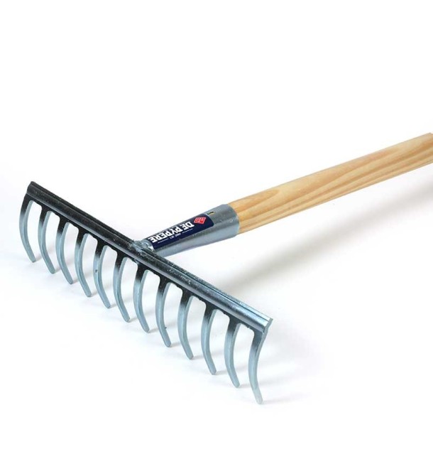 Râteau acier zingué 12 dents avec manche