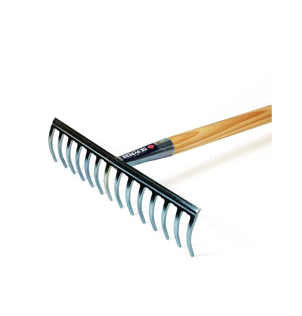 Râteau acier zingué 14 dents avec manche