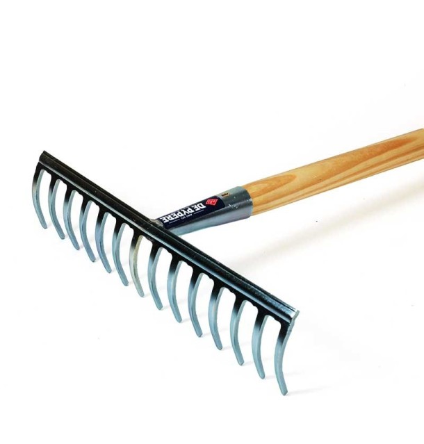 Râteau acier zingué 14 dents avec manche