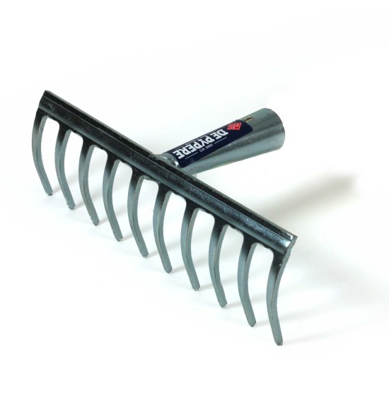 Râteau acier zingué 10 dents.