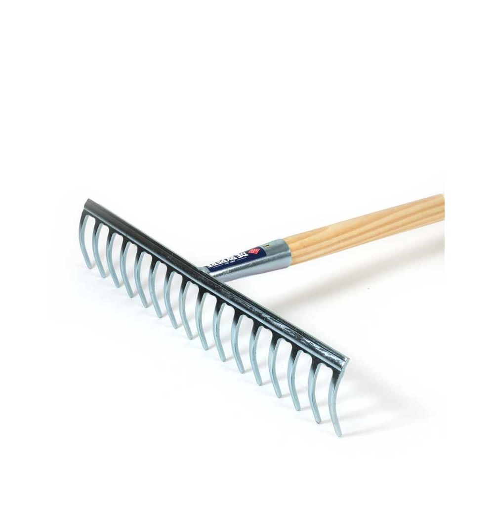 Râteau acier zingué 16 dents avec manche