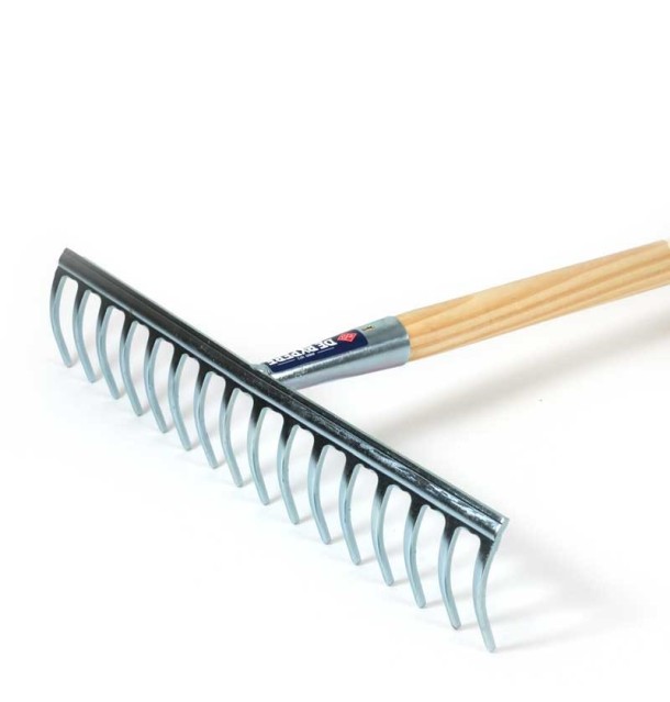 Râteau acier zingué 16 dents avec manche